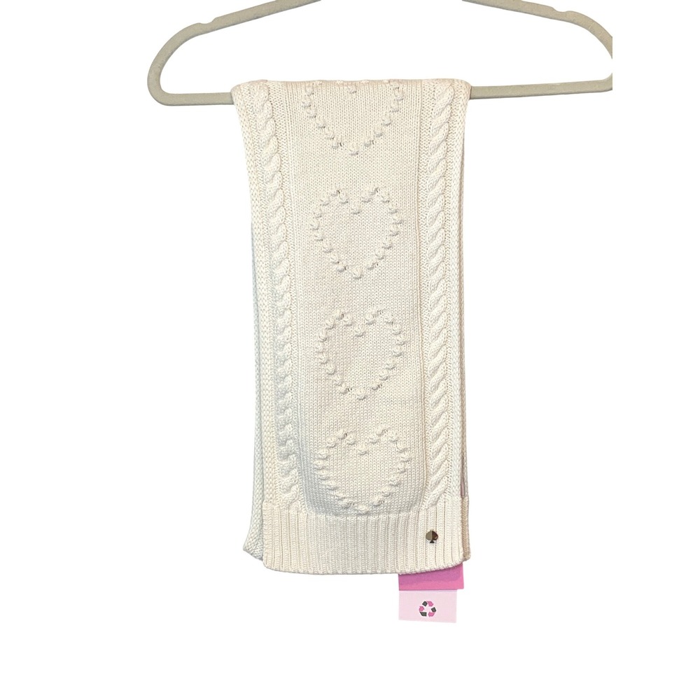 Kate Spade New York Ivory Cable Knit Heart Scarf NWT